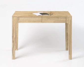 Schreibtisch Bureau moderne avec 2 tiroirs en bois de chêne massif de style scandinave, mesa escritorio de madera maciza roble