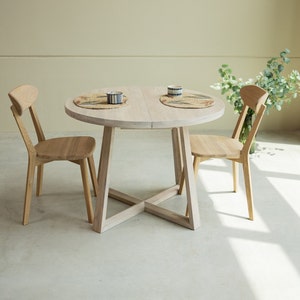 Table a manger extensible ronde bois chêne massif, Runder esstisch ausziehbar massivholz, Mesa de comedor redonda extensible madera maciza