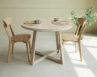 Table à manger extensible ronde bois chêne massif, Runder esstisch ausziehbar massivholz, Mesa de comedor redonda extensible madera maciza