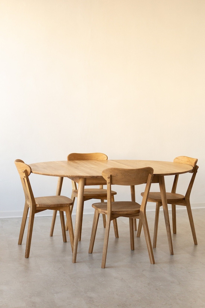 Table a manger extensible ronde bois chêne massif, Runder esstisch ausziehbar massivholz, Mesa de comedor redonda extensible madera maciza