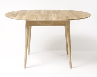 Table Ronde Chêne Massif 120 Cm + 5 Rallonges De 50 Cm – Idéale Pour Grandes Tablées