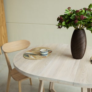 Table a manger extensible ronde bois chêne massif, Runder esstisch ausziehbar massivholz, Mesa de comedor redonda extensible madera maciza