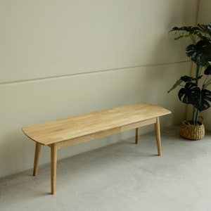 Banc en chêne du milieu du siècle, entrée scandinave, salon, banc de chambre, banc en bois de chêne massiv, Bank aus massivem Eichenholz