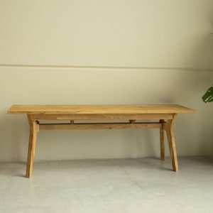 Banc en chêne du milieu du siècle, entrée scandinave, salon, banc de chambre, banc en bois de chêne massiv, Bank aus massivem Eichenholz