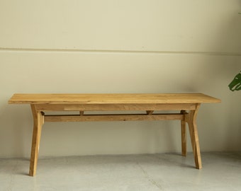 Banc en chêne du milieu du siècle, entrée scandinave, salon, banc de chambre, banc en bois de chêne massif, Bank aus massivem Eichenholz