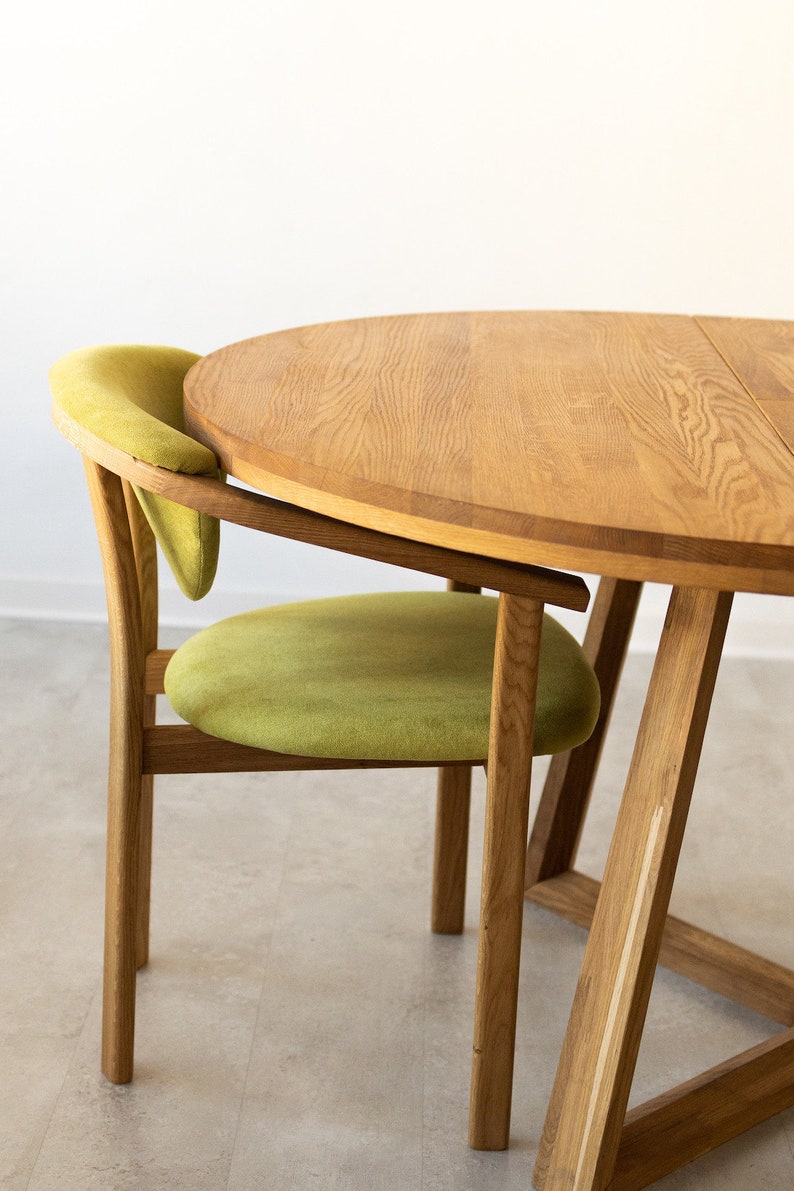 Table a manger extensible ronde bois chêne massif, Runder esstisch ausziehbar massivholz, Mesa de comedor redonda extensible madera maciza