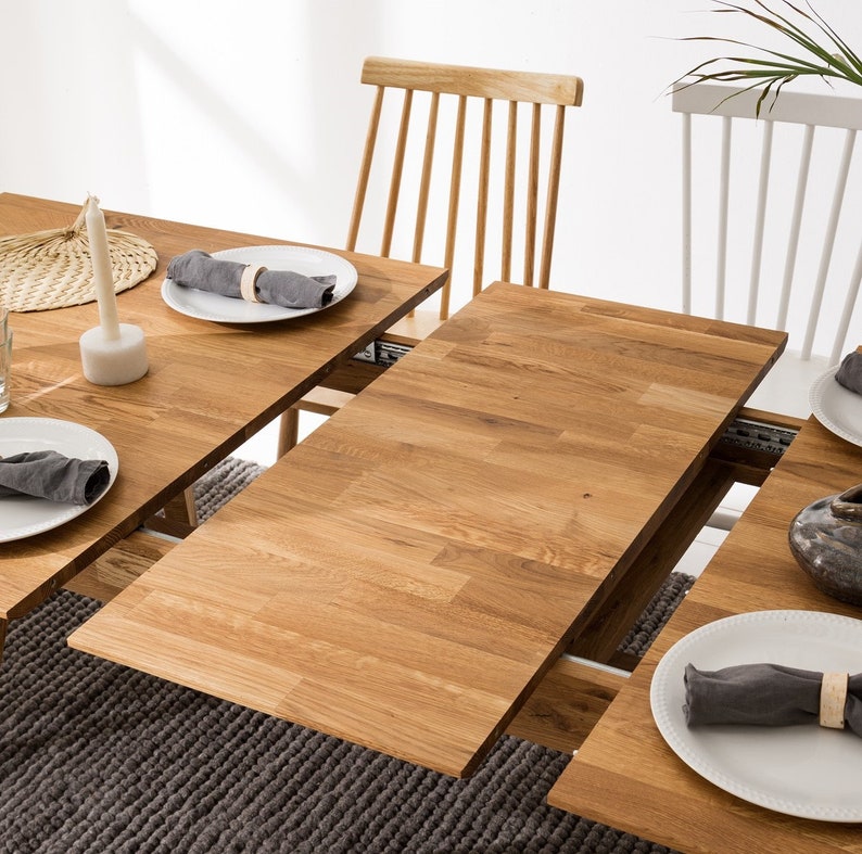 Table a manger extensible bois chêne massif, Esstisch ausziehbar massivholz, Mesa de comedor  extensible madera maciza diseno escandinavo