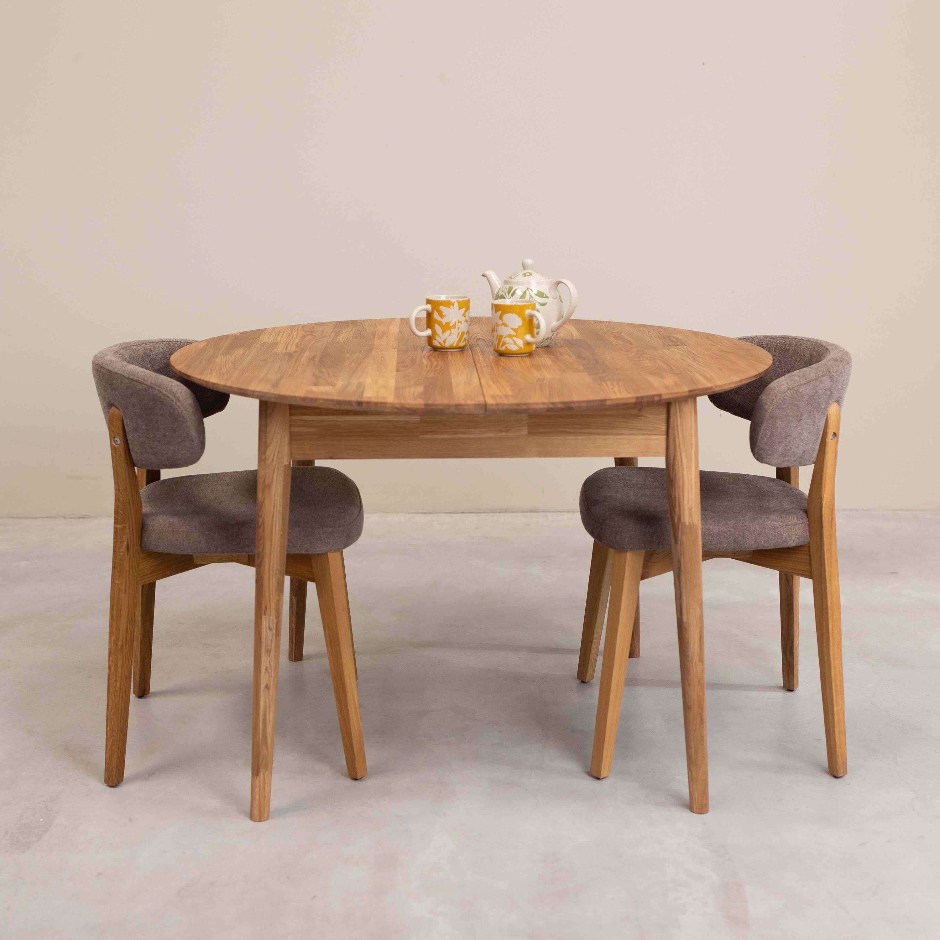 Table repas ronde 110 cm extensible chêne naturel - SAS Novi Design Table repas ronde 110 cm extensible chêne naturel - SAS Novi Design