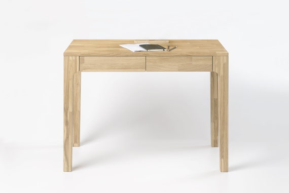 Schreibtisch Modern Writing Desk With 2 Drawers Made From Solid Oak Wood in  Scandinavian Style, Mesa Escritorio De Madera Maciza Roble 