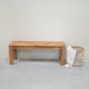 Banc en chêne du milieu du siècle, entrée scandinave, salon, banc de chambre, banc en bois de chêne massiv, Bank aus massivem Eichenholz