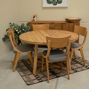 Table a manger extensible ronde bois chêne massif, Runder esstisch ausziehbar massivholz, Mesa de comedor redonda extensible madera maciza