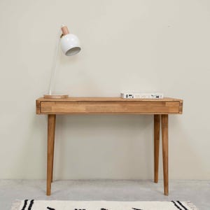 Schreibtisch aus Massivholz im skandinavischen Retro-Design, Schreibtisch mit 1 Schublade, Bureau console en bois massif design scandinave