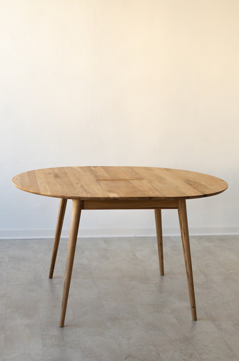 Table a manger extensible ronde bois chêne massif, Runder esstisch ausziehbar massivholz, Mesa de comedor redonda extensible madera maciza