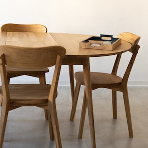 Table a manger extensible ronde bois chêne massif, Runder esstisch ausziehbar massivholz, Mesa de comedor redonda extensible madera maciza