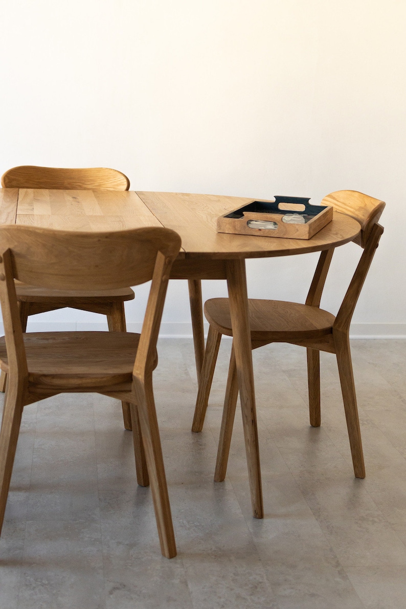 Table a manger extensible ronde bois chêne massif, Runder esstisch ausziehbar massivholz, Mesa de comedor redonda extensible madera maciza