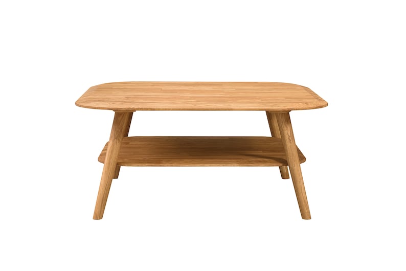 Mid century oak wood coffee table Scandinavian style, mesa de centro roble, Couchtisch aus massiver Eiche, table basse en chêne massif