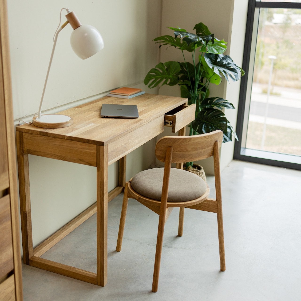 Modern Writing Table With 2 Drawers Solid Oak Wood Scandinavian Style ...