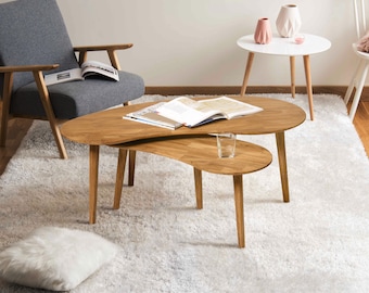 Moderner Couchtisch aus Eichenholz aus der Mitte des Jahrhunderts im skandinavischen Stil, Couchtisch im nordischen Stil für Wohnzimmer
