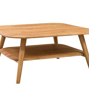 Mid century oak wood coffee table Scandinavian style, mesa de centro roble, Couchtisch aus massiver Eiche, table basse en chêne massif