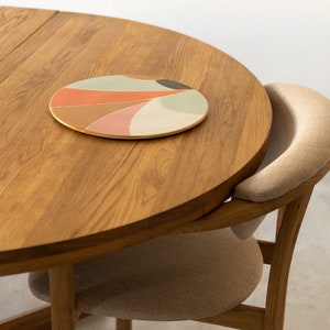 Table a manger extensible ronde bois chêne massif, Runder esstisch ausziehbar massivholz, Mesa de comedor redonda extensible madera maciza