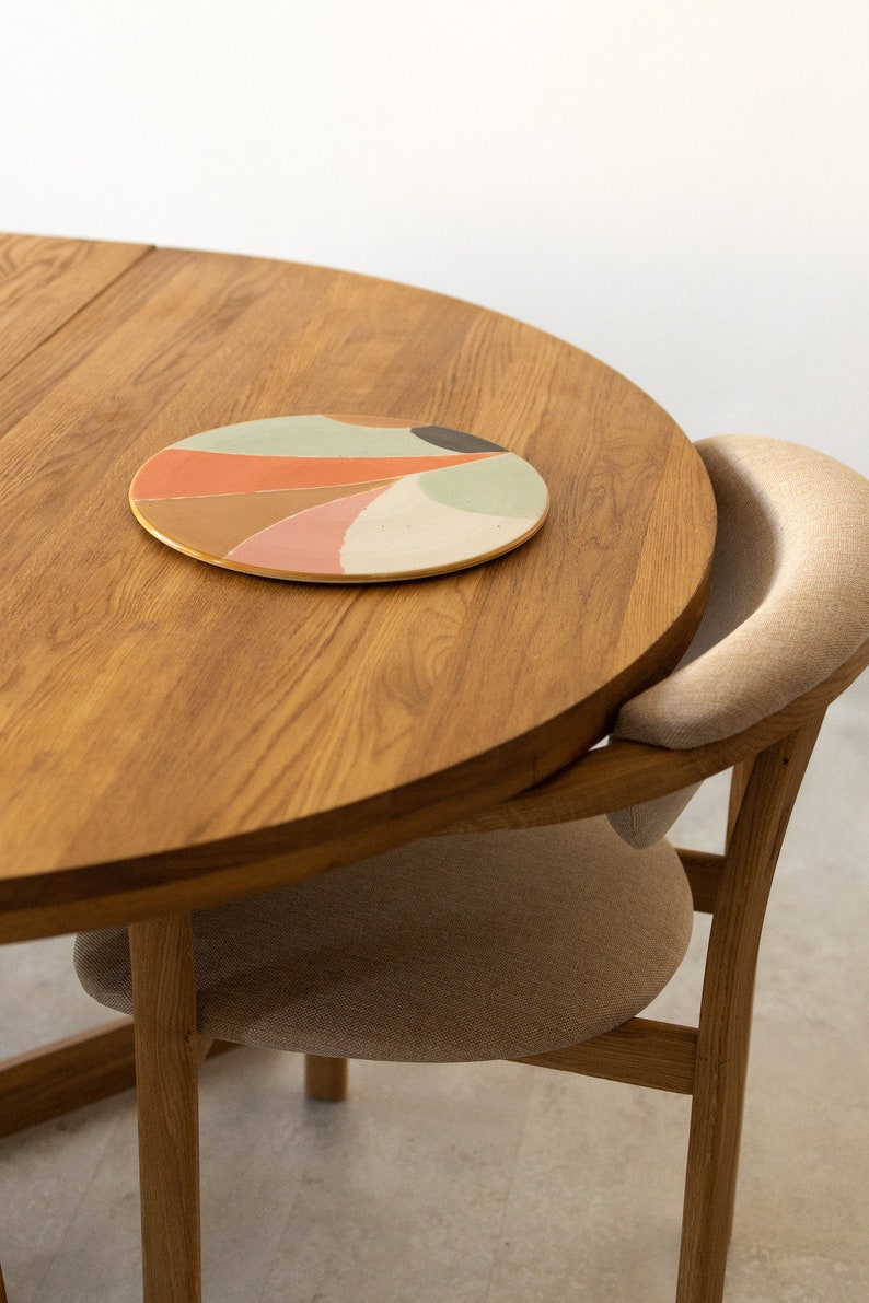 Table a manger extensible ronde bois chêne massif, Runder esstisch ausziehbar massivholz, Mesa de comedor redonda extensible madera maciza