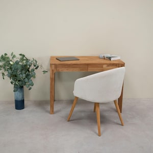 Schreibtisch modern bureau met 2 lades gemaakt van massief eikenhout in Scandinavische stijl, mesa escritorio de madera maciza roble