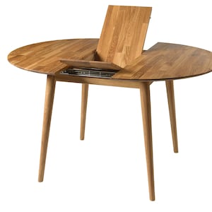 Table a manger extensible ronde bois chêne massif, Runder esstisch ausziehbar massivholz, Mesa de comedor redonda extensible madera maciza