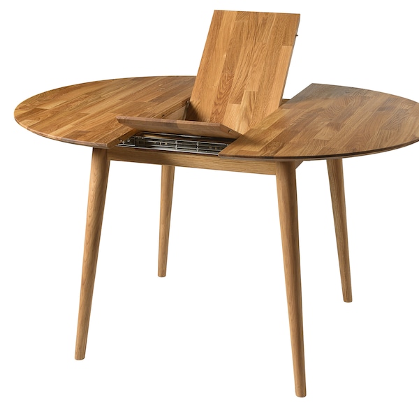 Table a manger uitbreidbare ronde bois chêne massif, Runder esstisch ausziehbar massivholz, Mesa de comedor redonda uitbreidbare madera maciza