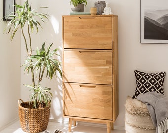 Shoe Rack Solid Oak Wood, Shoe Storage, Schuhregal aus Eiche, Schuhorganisator aus Massivholz, étagère à chaussures en bois massif, Scandi