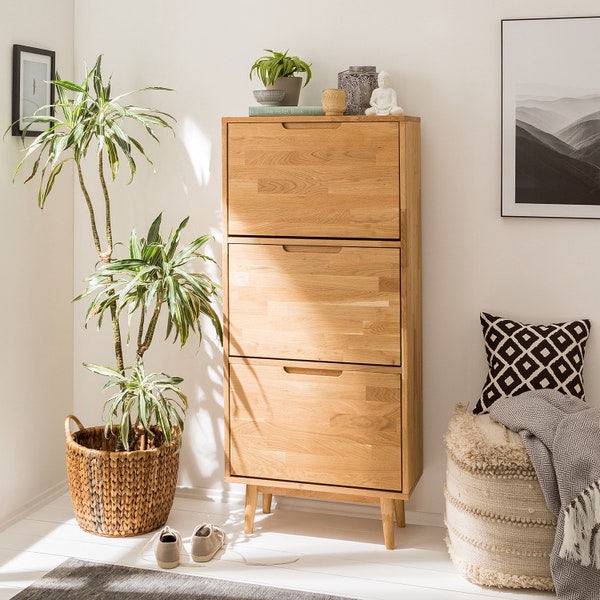 Shoe Rack Solid Oak Wood, Shoe Storage, Schuhregal aus Eiche, Schuhorganisator aus Massivholz, étagère à chaussures en bois massif, Scandi