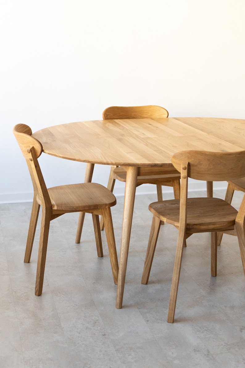 Table a manger extensible ronde bois chêne massif, Runder esstisch ausziehbar massivholz, Mesa de comedor redonda extensible madera maciza