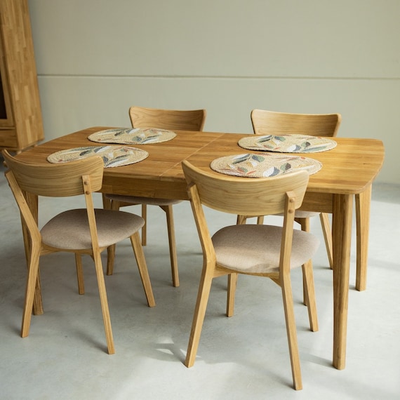 Table a manger extensible bois chêne massif, Esstisch ausziehbar massivholz, Mesa de comedor extensible madera maciza diseno escandinavo