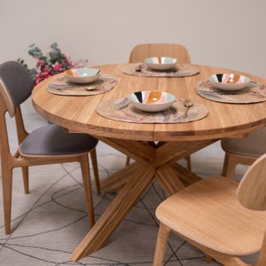 Tisch Massivholz a Krippe ausziehbar rondell bois chêne, Runder esstisch ausziehbar massivholz, Bild 6