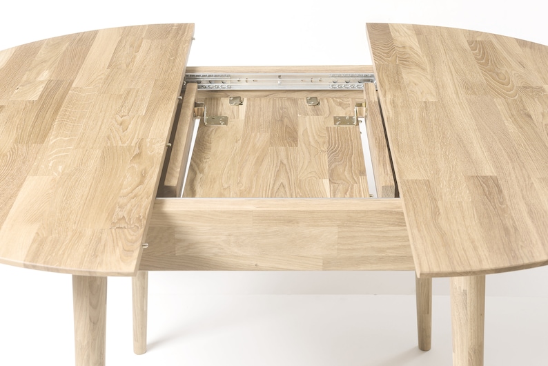 Table a manger extensible ronde bois chêne massif, Runder esstisch ausziehbar massivholz, Mesa de comedor redonda extensible madera maciza