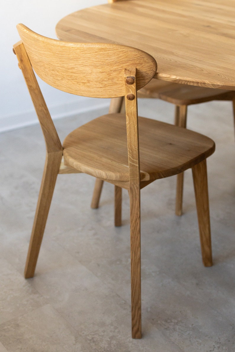 Set of 2 or 4 Solid Oak Dining Chairs Lot De 2-4 Chaises De - Etsy