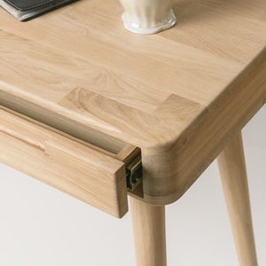 Schreibtisch aus Massivholz im skandinavischen Retro-Design, Schreibtisch mit 1 Schublade, Bureau console en bois massif design scandinave