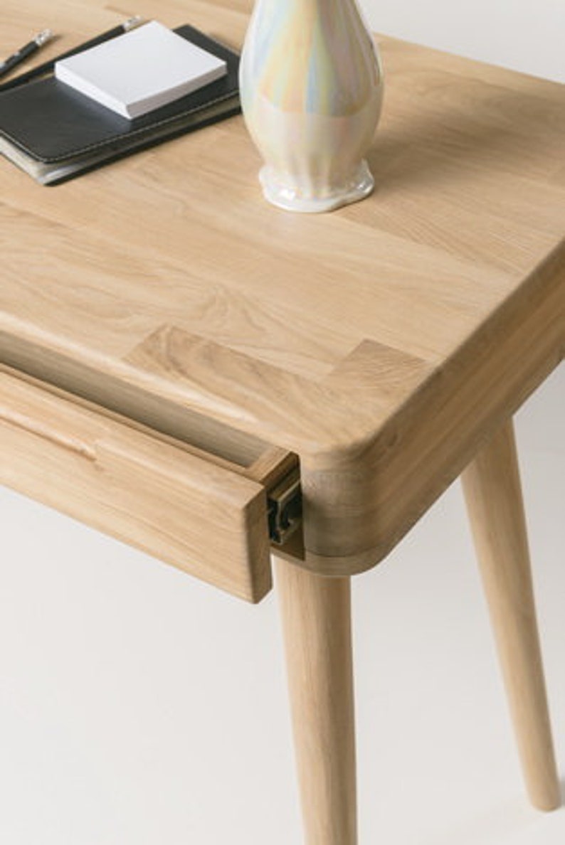 Schreibtisch aus Massivholz im skandinavischen Retro-Design, Schreibtisch mit 1 Schublade, Bureau console en bois massif design scandinave