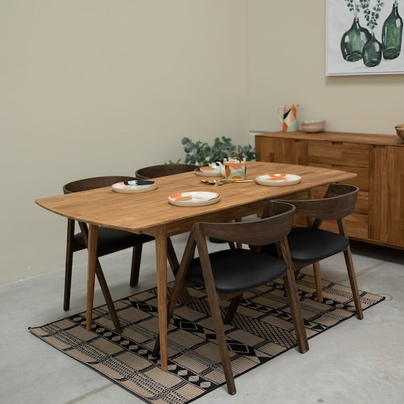 Dinning extendable table, solid oak wood in Scandinavian style, Mesa extensible de madera maciza roble 100 % natural, table à manger