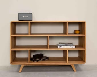 Bibliothèque en bois de chêne massif, Bücherschrank aus massief Eichenholz, massief eikenhouten boekenkast, Estantería de madera maciza de roble