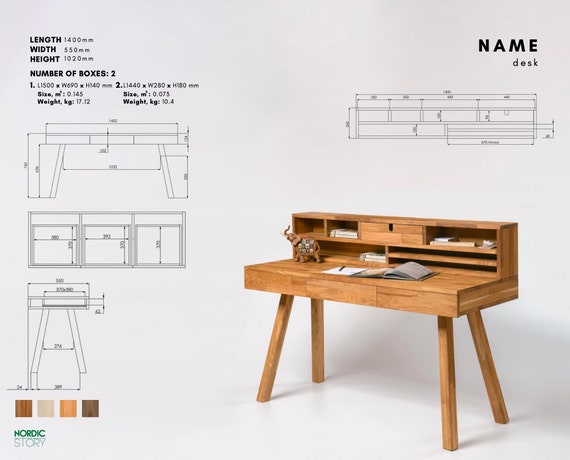 NordicStory Escritorio de madera maciza de roble mesa oficina nordico