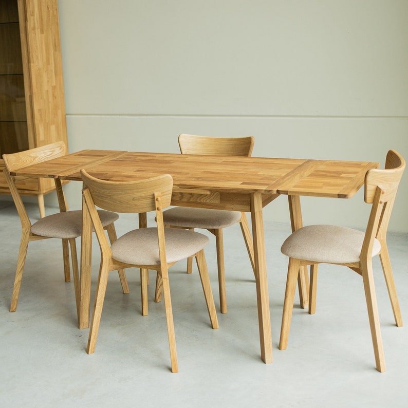Table a manger extensible bois chêne massif, Esstisch ausziehbar massivholz, Mesa de comedor  extensible madera maciza diseno escandinavo