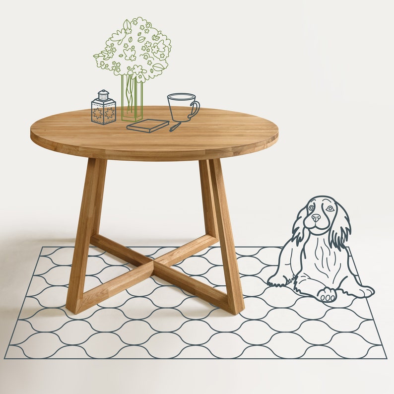 Table a manger extensible ronde bois chêne massif, Runder esstisch ausziehbar massivholz, Mesa de comedor redonda extensible madera maciza
