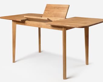 Table a manger extensible bois chêne massif, Esstisch ausziehbar massivholz, Mesa de comedor extensible madera maciza diseno escandinavo