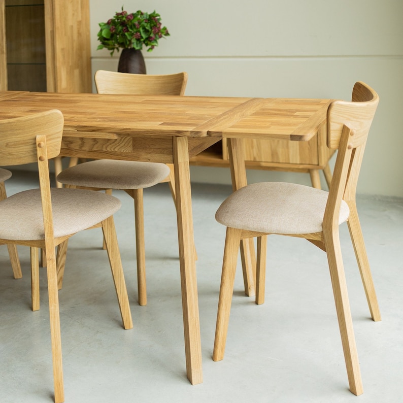 Table a manger extensible bois chêne massif, Esstisch ausziehbar massivholz, Mesa de comedor  extensible madera maciza diseno escandinavo