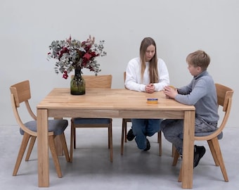Table à manger en chêne massif, Massivholz Esstisch aus Eiche, Mesa de comedor de madera maciza, Tavolo da pranzo in legno massello