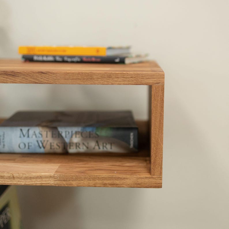 Solid Wood Oak Bedside End Table S-Shape, Nordic Nightstand Cabinet, Lamp Furniture, Original Scandinavian Bedroom, Table Chevet Scandinave