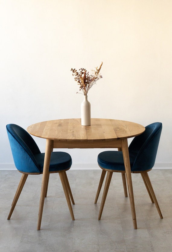 Table a manger extensible ronde bois chêne massif, Runder esstisch ausziehbar massivholz, Mesa de comedor redonda extensible madera maciza