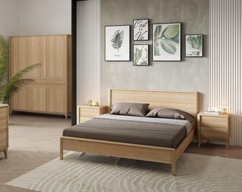 Cama de madera maciza de roble, Lit en bois macizo de chêne, Bett aus macizo Eichenholz, Cama de madera maciza de roble
