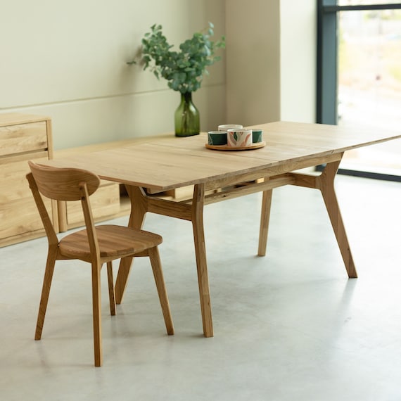 Table a manger extensible bois chêne massif, Ausziehbarer Tisch aus massivem Eichenholz, Mesa extensible de madera maciza roble escandinavo