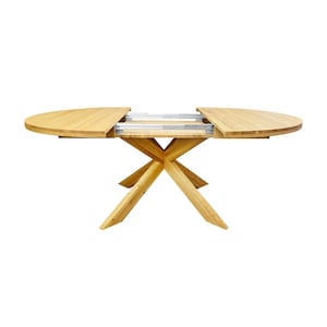 Table a manger extensible ronde bois chêne massif, Runder esstisch ausziehbar massivholz, Mesa de comedor redonda extensible madera maciza 画像 9